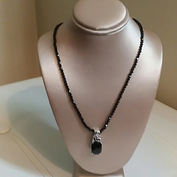 LC Jewelry - BLACK SPINEL BEADED NECKLACE w/PENDANT